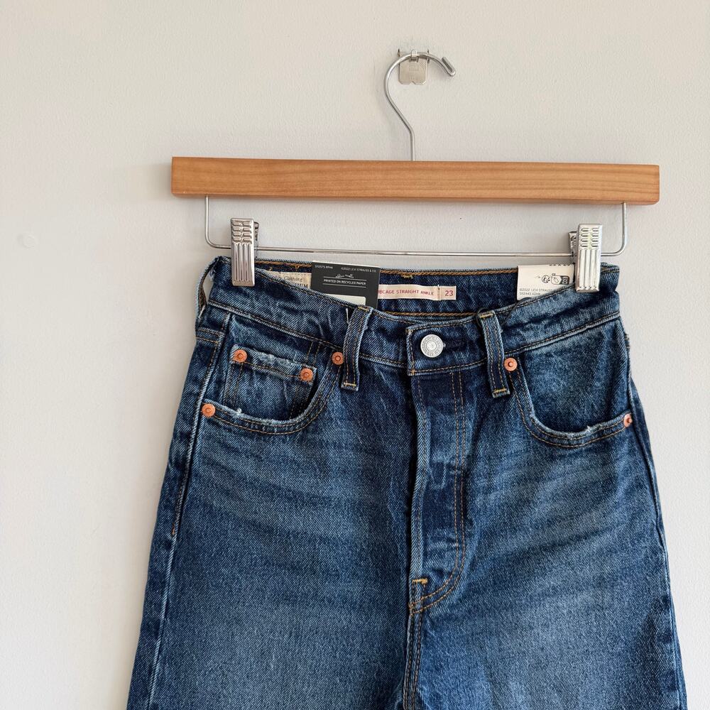 Levi's Ribcage Straight Ankle Denim High Rise Jeans Blue 23 NWT - Picture 5 of 14